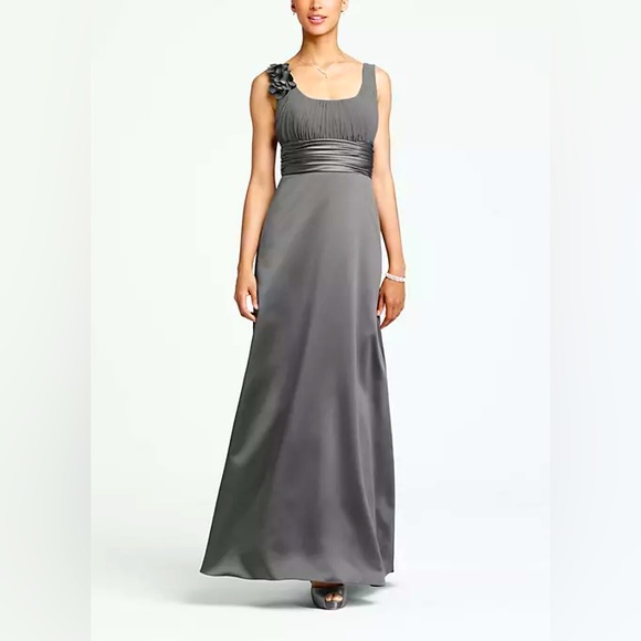 David’s Bridal Elegant Satin and Chiffon Ball Gown - Picture 1 of 8
